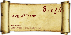 Birg Írisz névjegykártya